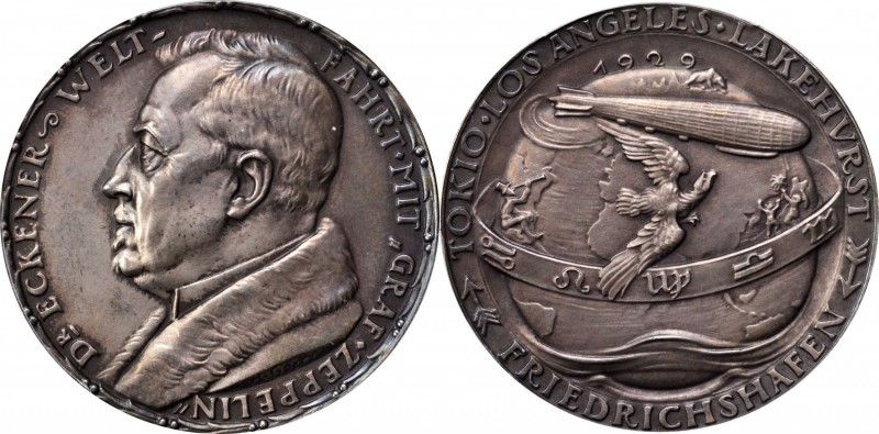 GERMANY. LZ 127 Graf Zeppelin World Tour/Hugo Eckener Silver Medal, 1929. Munich...