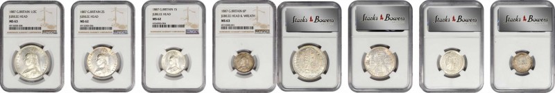 GREAT BRITAIN. Jubilee Head Partial Denomination Set (4 Pieces), 1887. London Mi...