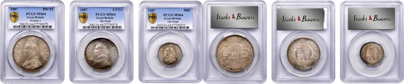 GREAT BRITAIN. Trio of Minors (3 Pieces), 1887. London Mint. Victoria. All PCGS ...