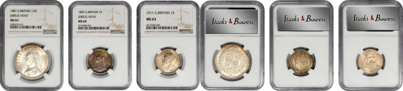 GREAT BRITAIN. Trio of Minors (3 Pieces), 1887 & 1911. London Mint. All NGC Cert...