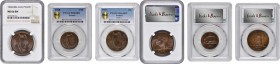 IRELAND. Trio of Bronze Denominations (3 Pieces), 1928 & 1937. NGC and PCGS Gold Shield Certified.
1) Penny, 1928. NGC MS-66 Brown. KM-3. 2) Penny, 1...
