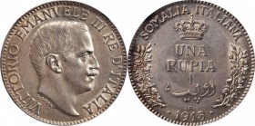 ITALIAN SOMALILAND. Rupia, 1913-R. Rome Mint. NGC MS-62.
KM-6. None graded finer at NGC. A flashy and lustrous Rupia with hints of almond toning at t...