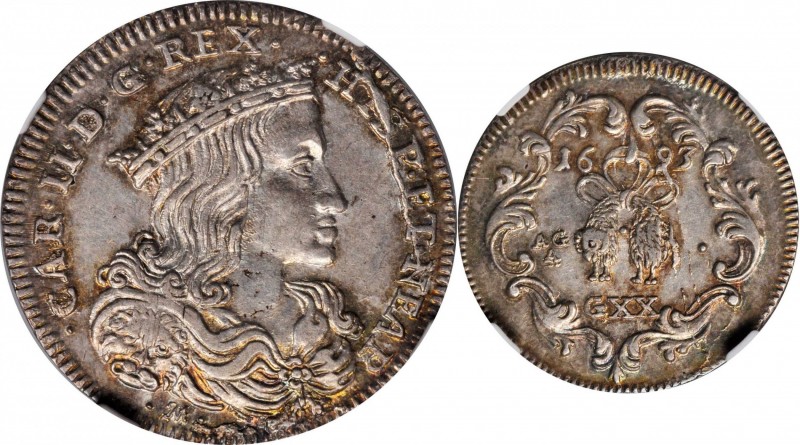 ITALY. Naples. 20 Grana (Tari), 1693. Charles II of Spain. NGC MS-62.
KM-117. C...