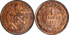 ITALY. Papal States. Biaocchi, Year VI (1851)-R. Pius IX. NGC MS-64 Red Brown.
KM-1345; CNI XVII 72; Berman-3326. A flashy and lustrous coin with sha...