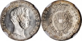 ITALY. Tuscany. 1/2 Paolo, 1857. Florence Mint. Leopold II. NGC MS-64+.
KM-C-68a. About as close to Gem status as one can get, this shimmering, lustr...