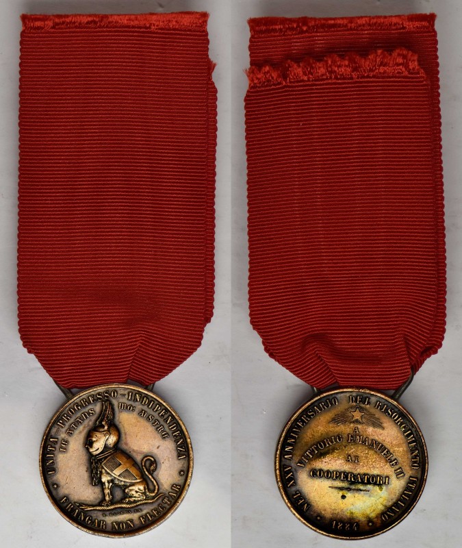 ITALY. Kingdom. Veterans of the Grand Duchy of Tuscany Bronze Award Medal, 1884....