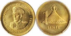 LESOTHO. Sente, 1983. PCGS SPECIMEN-67 Gold Shield.
KM-16. Brilliant and shimmering, this lustrous Gem offers great yellow-bronze color and and is ex...