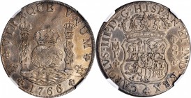 MEXICO. 8 Reales, 1766/5-Mo MF. Mexico City Mint. Charles III. NGC AU Details--Obverse Scratched.
KM-105. Overdate variety. Despite the noted scratch...