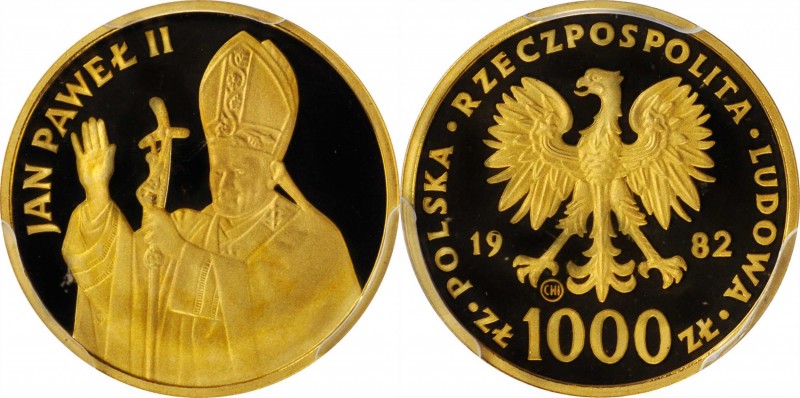 POLAND. 1000 Zlotych, 1982-CHI. Valcambi Mint. PCGS PROOF-69 Deep Cameo Gold Shi...