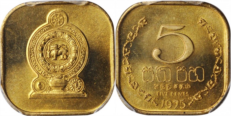 SRI LANKA. 5 Cents, 1975. PCGS SPECIMEN-66 Gold Shield.
KM-139. Brilliant brass...