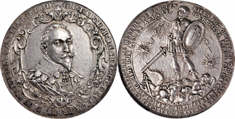 SWEDEN. Death of Gustav II Adolf/Battle of Lutzen Silver Medal, 1632. PCGS Genui...