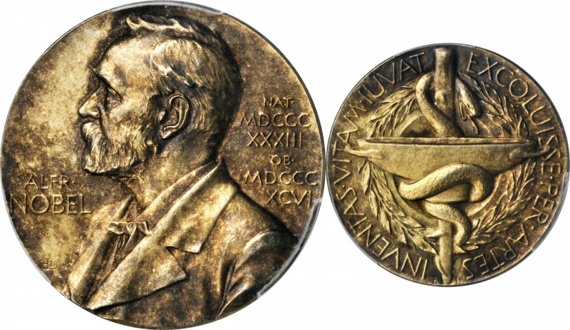 SWEDEN. Nobel Nominating Committee for Medicine Gilt Silver Medal, "L10" (1985)....