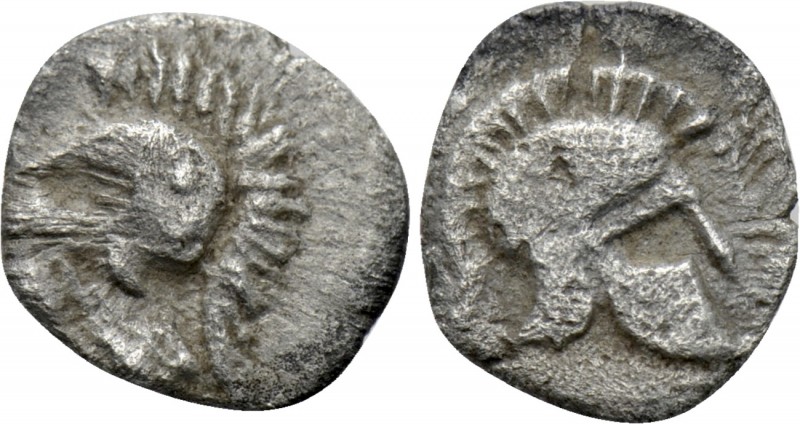 Uncertain. Hemiobol (Circa 5th-4th centuries BC). 

Obv: Helmeted head of Athe...