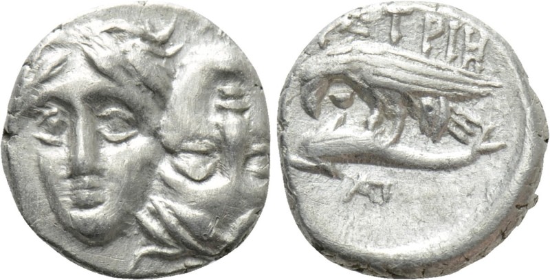 MOESIA. Istros. Trihemiobol or 1/4 Drachm (Circa 313-280 BC). 

Obv: Facing ma...