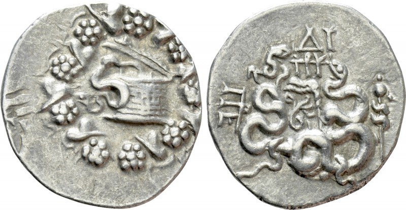 MYSIA. Pergamon. Cistophor (Circa 166-67 BC). 

Obv: Cista mystica with serpen...