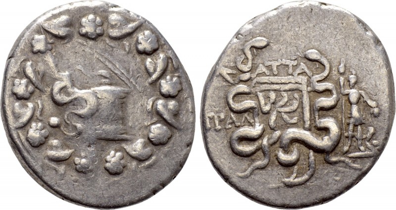 LYDIA. Tralleis. Cistophor (Circa 166-67 BC). Atta -, magistrate. 

Obv: Cista...
