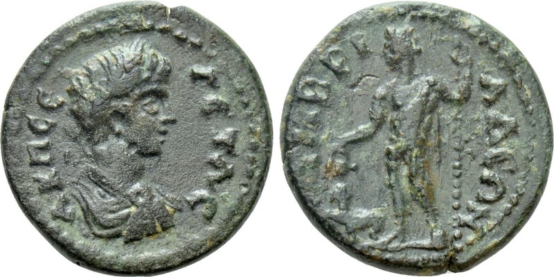 PISIDIA. Timbriada. Geta (209-212 AD). Ae. 

Obv: Α Κ Π CΕ ΓΕΤΑC. 
Laureate, ...