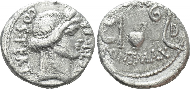 JULIUS CAESAR. Denarius (47-46 BC). Uncertain mint in North Africa, possibly Uti...
