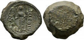P. CLODIUS M.F. TURRINUS. Ae Squeeze of a Denarius; Probably for use in a Ring