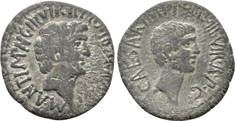 MARK ANTONY & OCTAVIAN. Denarius (41 BC). M. Barbatius Pollio, quaestor pro prae...