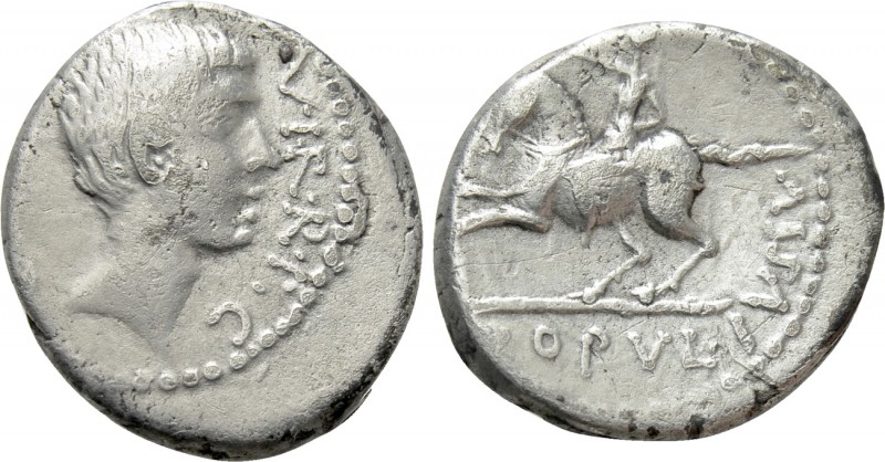 OCTAVIAN and L. CORNELIUS BALBUS (41 BC). Denarius. Mint moving with Octavian. ...