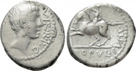 OCTAVIAN and L. CORNELIUS BALBUS (41 BC). Denarius. Mint moving with Octavian