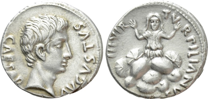 AUGUSTUS (27 BC-14 AD). Denarius. Petronius Turpilianus, moneyer. Rome.

Obv: ...