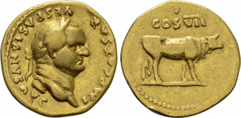 VESPASIAN (69-79). GOLD Aureus. Rome.

Obv: IMP CAESAR VESPASIANVS AVG.
Laure...