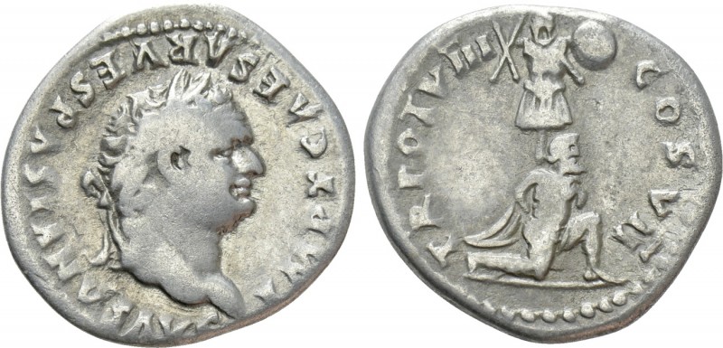 TITUS (79-81). Denarius. Rome. 

Obv: IMP T CAESAR VESPASIANVS AVG. 
Laureate...