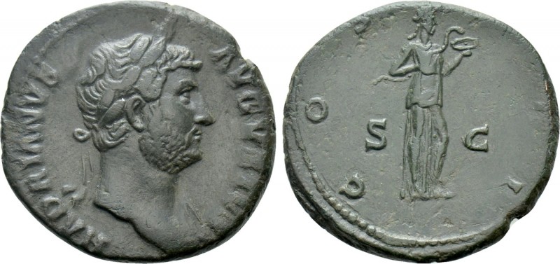 HADRIAN (117-138). As. Rome. 

Obv: HADRIANVS AVGVSTVS. 
Laureate head right ...