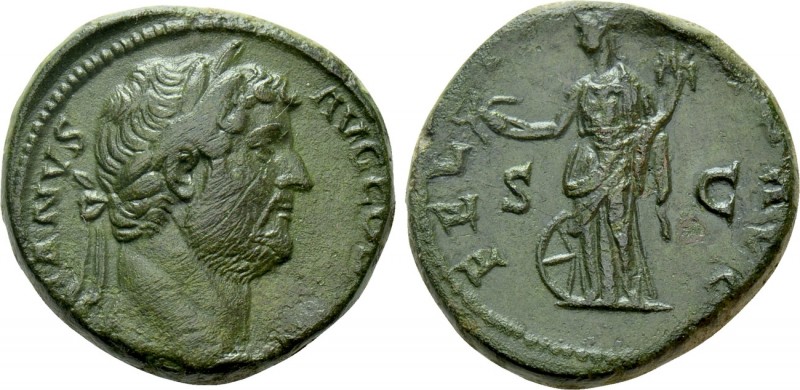 HADRIAN (117-138). As. Rome. 

Obv: HADRIANVS AVG COS III P P. 
Laureate head...