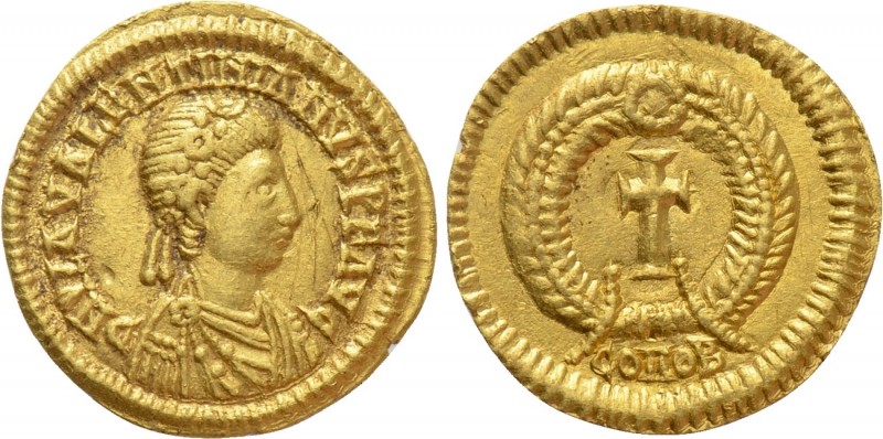 VISIGOTHS. Unknown ruler. GOLD Tremissis in the name of Valentinian III (425-455...
