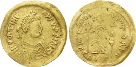 LOMBARDS. Pseudo-Imperial Coinage (circa 6th century AD). GOLD Tremissis. In the name of Justinian I.