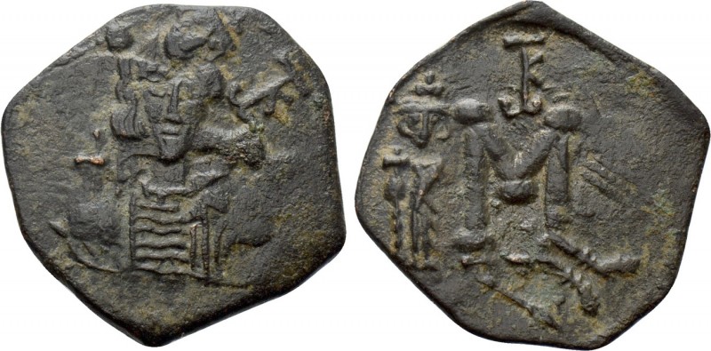 CONSTANTINE IV POGONATUS with HERACLIUS and TIBERIUS (668-685). Follis. Syracuse...