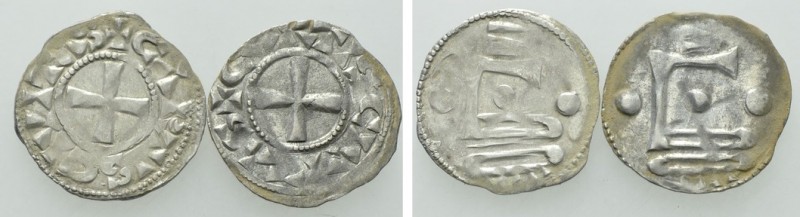 2 Medieval Coins of France. 

Obv: .
Rev: .

. 

Condition: See picture....
