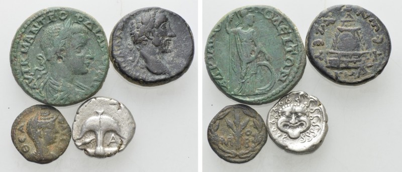 4 Roman Provincial and Greek Coins. 

Obv: .
Rev: .

. 

Condition: See p...