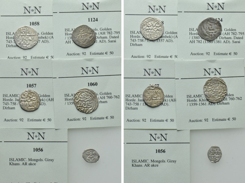 5 Islamic Coins of Golden Horde Khanate. 

Obv: .
Rev: .

. 

Condition: ...