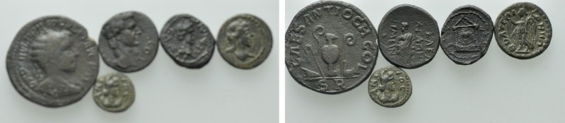 5 Roman Provincial Coins. 

Obv: .
Rev: .

. 

Condition: See picture.
...