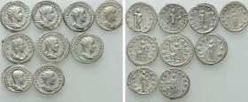 9 Antoniniani and Denarii; Gordianus III, Philip the Arab etc