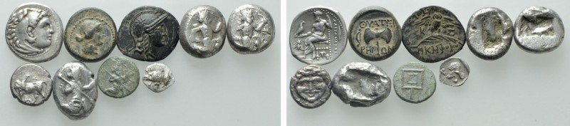 9 Greek Coins; Achaemenids etc. 

Obv: .
Rev: .

. 

Condition: See pictu...