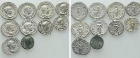 10 Roman Coins; Severus Alexander, Gordianus etc