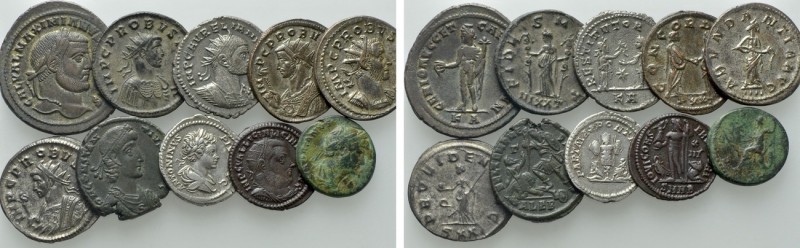 10 Roman Coins; Caracalla, Probus etc. 

Obv: .
Rev: .

. 

Condition: Se...
