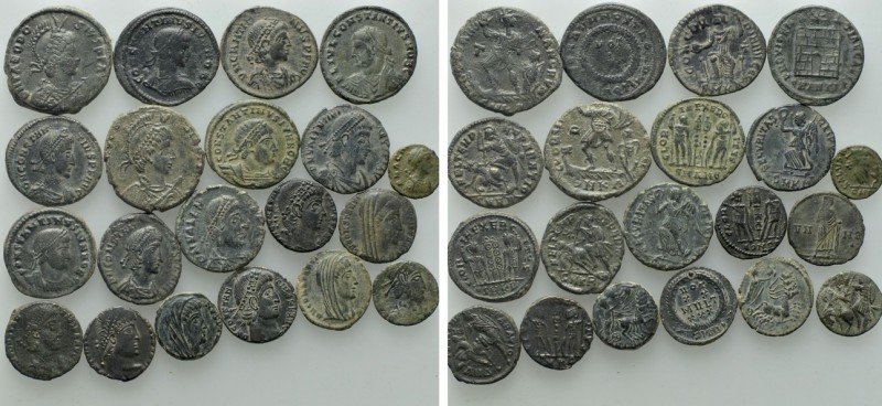 Circa 20 Late Roman Coins. 

Obv: .
Rev: .

. 

Condition: See picture.
...