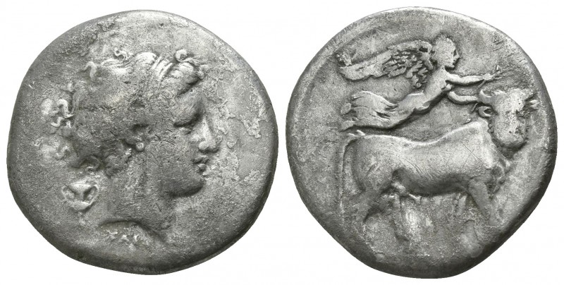 Campania. Neapolis circa 300-275 BC.
Nomos AR

20mm., 6,86g.

Head of nymph...