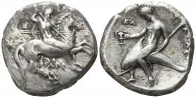 Calabria. Tarentum. ΑΡΙ-, Ξ-, ΚΛ-, magistrates circa 315-302 BC. Nomos AR