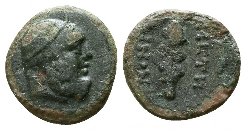 Bruttium. Petelia circa 200 BC.
Bronze Æ

10mm., 1,04g.

Bearded head of He...