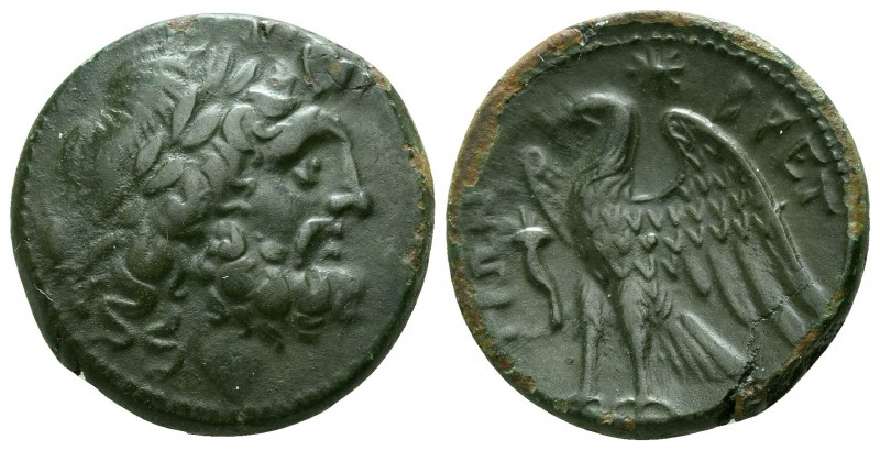Bruttium. The Brettii circa 214-211 BC.
Drachm Æ

21mm., 8,12g.

Laureate h...