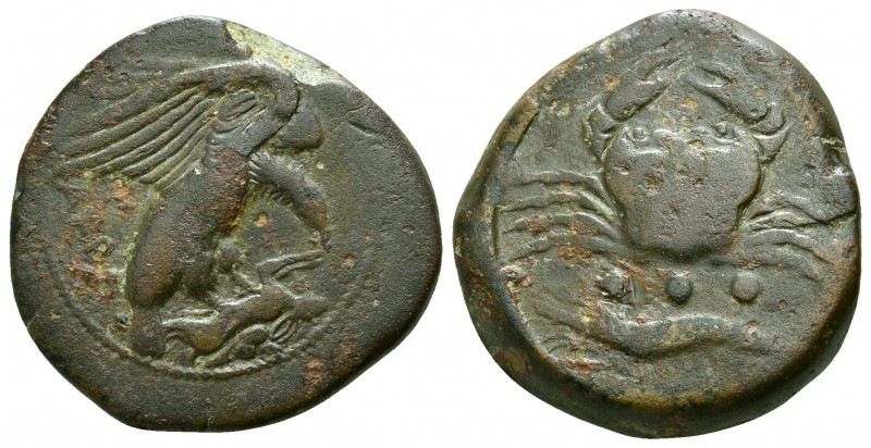 Sicily. Akragas circa 420-406 BC.
Tetras Æ

21mm., 9,42g.

Eagle standing r...