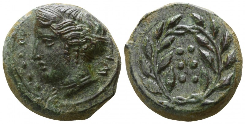 Sicily. Himera 420-407 BC.
Hemilitron Æ

15mm., 4,35g.

[IME], head of nymp...