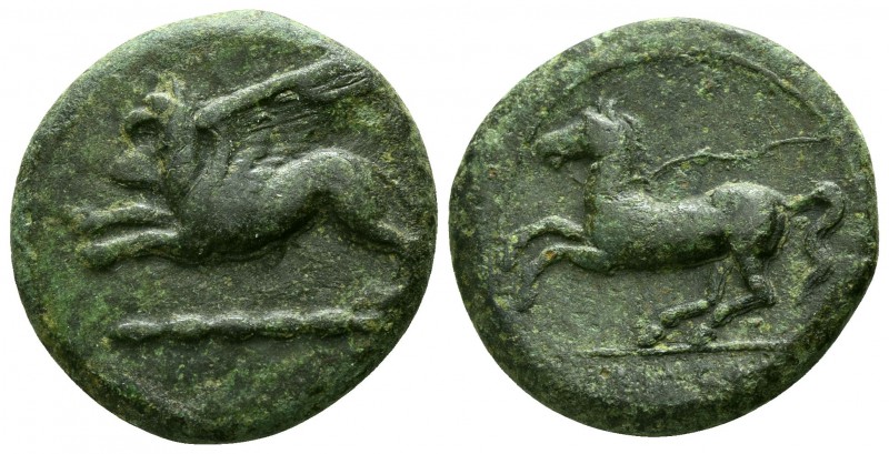 Sicily. Kainon circa 365 BC.
Bronze Æ

21mm., 7,44g.

Griffin springing lef...